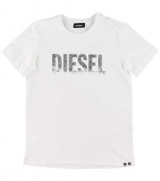 Diesel Little Girls White TSILYWH Crewneck T-Shirt