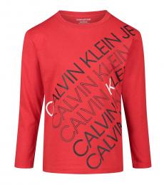 Calvin Klein Boys Red Diagonal Block T-Shirt