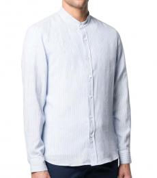 Brunello Cucinelli Light Blue Linen Slim Fit Shirt