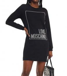 Love Moschino Black Studded Logo Mini Dress