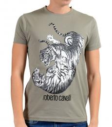 Roberto Cavalli Grey Graphic Crewneck T-Shirt
