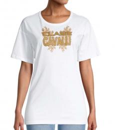 Cavalli Class White Crewneck T-Shirt