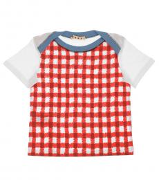 Girls Multicolor Checked T-Shirt
