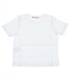 Marni Little Girls White Crew Neck T-Shirt