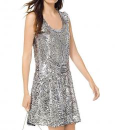 Michael Kors Silver Sequined Slip Mini Party Dress