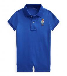Ralph Lauren Baby Boys Sapphire Polo Bear Interlock Sunsuit