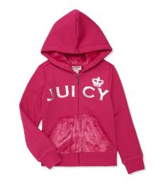 Juicy Couture Little Girls Pink Fur-Accented Zip Hoodie