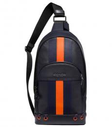 Coach Midnight Orange Houston Stripe Large Sling Pack