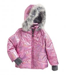 Calvin Klein Little Girls Pink Metallic Chevron Jacket