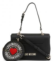 Love Moschino Black Round Pouch Medium Shoulder Bag