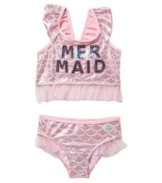 Betsey Johnson Little Girls Mermaid Sequin Two-Piece Swimsuit