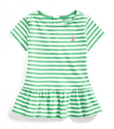 Ralph Lauren Baby Girls Green Striped Peplum T-Shirt