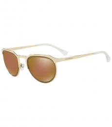 Pale Gold-Brown Round Sunglasses