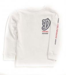 Diesel Little Boys White Cursive Logo T-Shirt