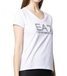 Emporio Armani White Stretch Cotton Logo T-Shirt
