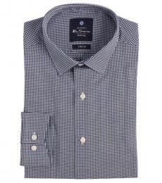 Ben Sherman Blue Stretch Collar Gingham Dress Shirt