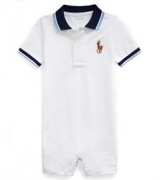 Ralph Lauren Baby Boys White Mesh Polo Shortall