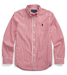 Ralph Lauren Boys Evening Post Red Striped Poplin Shirt