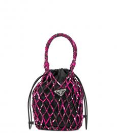 Prada Black/Ultra Pink Mesh Net Mini Bucket Bag