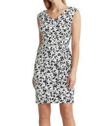 Ralph Lauren White Floral Jersey Cap-Sleeve Dress
