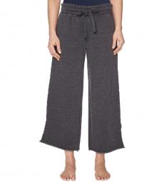 Betsey Johnson Black-Wide-Leg French Terry Pants