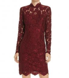 Betsey Johnson Maroon Crochet Lace Scalloped Party Dress
