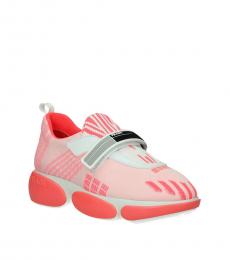 Prada Pink Front Logo Velcro Sneakers