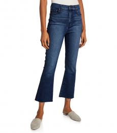 7 For All Mankind Medium Blue High-Waist Slim Kick Cutoff Jeans
