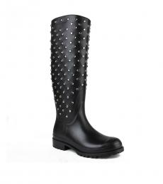 Black Rubber Crystal Boots
