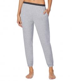 Grey Cropped Knit Jogger Pajama Pants