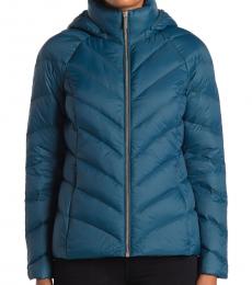 Michael Kors Luxe Teal Short Packable Puffer Jacket
