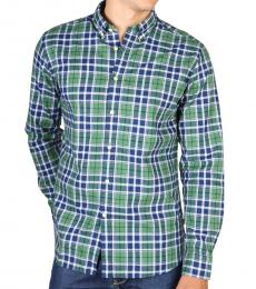 Green Slim Fit Checkered Shirt