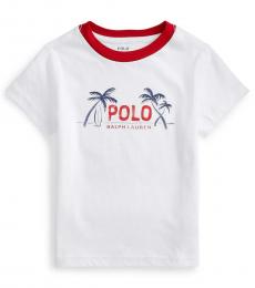 Ralph Lauren Little Boys White Graphic T-Shirt