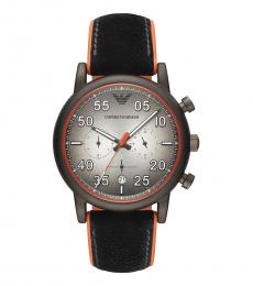 Emporio Armani Black Orange Rubber Strap Watch