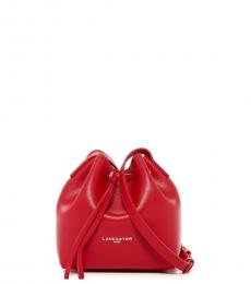 Red Solid Mini Bucket Bag