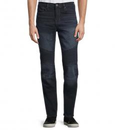 True Religion Navy Blue Moto Rocco Relaxed Skinny Jeans