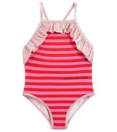 Little Marc Jacobs Girls Red Pink Striped Sweamsuit
