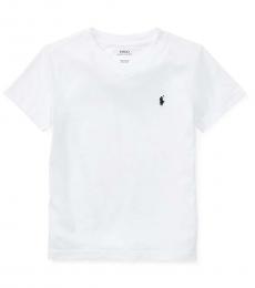 Ralph Lauren Little Boys White V-Neck T-Shirt
