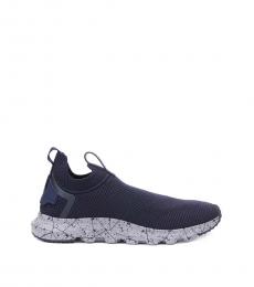 Blue Fabric Slip On Sneakers