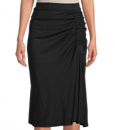 DKNY Black Ruched Midi Skirt