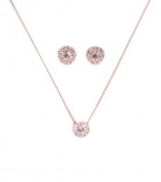 Rose Gold Pave Necklace & Earrings Set