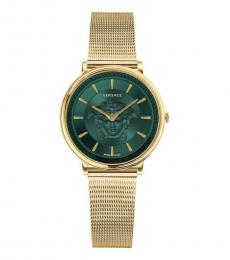 Golden V-Circle Green Dial Watch
