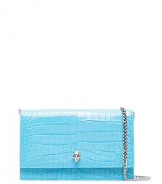 Alexander McQueen Light Blue Skull Mini Crossbody Bag