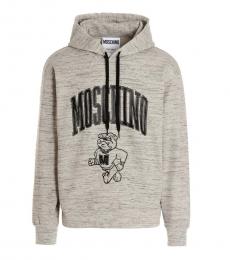 Moschino Grey College Logo Print Hoodie