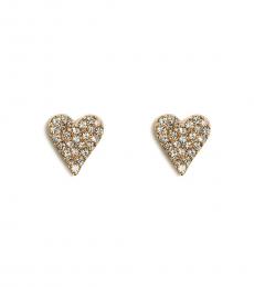 J.Crew Golden Pave Crystal Heart Stud Earrings