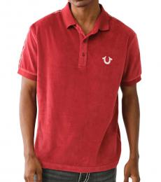 True Religion Red Horseshoe Velour Polo