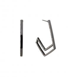 Karl Lagerfeld Metal Crystal Geometric Hoop Earrings