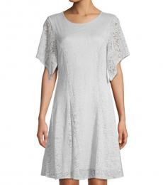 BCBGMaxazria Pearl Blue Short-Sleeve Lace Mini Dress
