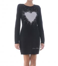 Black Heart Logo Sweatshirt Dress