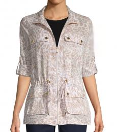 Calvin Klein Natural Animal Print Drawstring Jacket